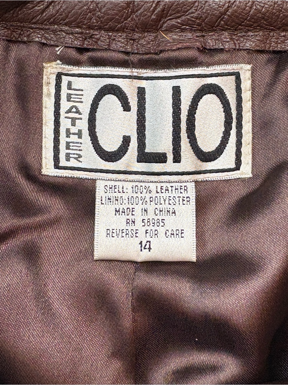 Vintage CLIO Brown Leather Pants High Rise Straight Leg Flat Front Side Zip 14 - Picture 9 of 10